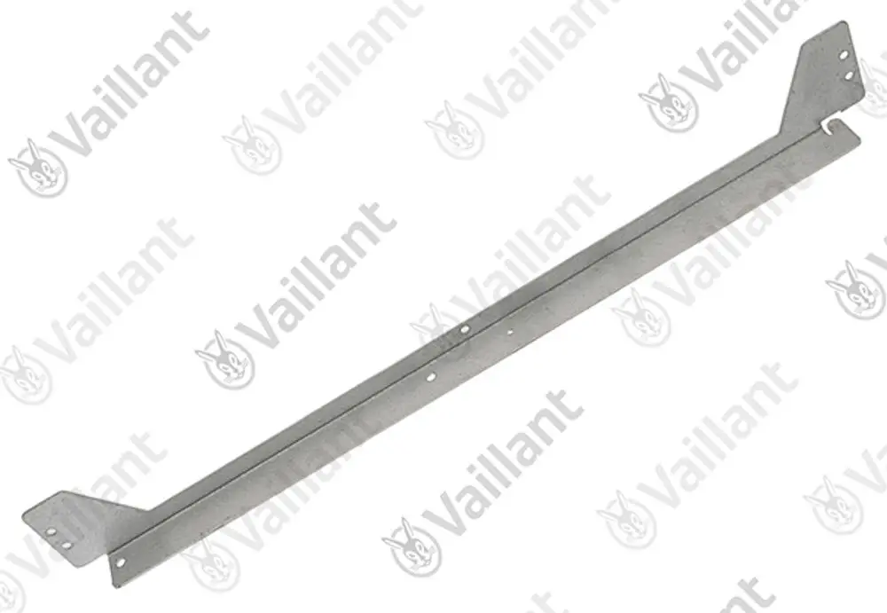 Metallhalterung von Vaillant, geformt mit zwei Befestigungswinkeln und einer langen, flachen Basis.